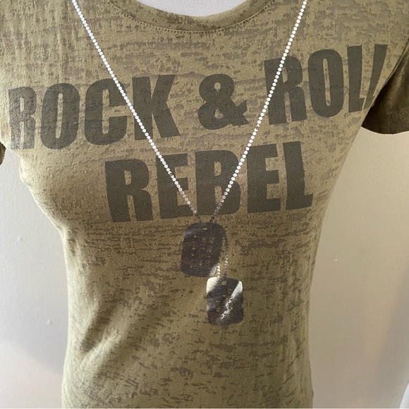 Abbey Dawn burn out rock & roll t-shirt M - Picture 3 of 7